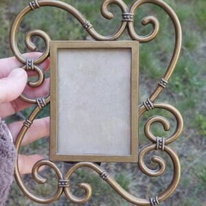 VTG scroll work gold tone Brass frame Hollywood regency